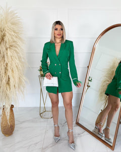 blazer for green dress Green Blazer Maxi Dress - She-E-O, Small Ellae Lisque - Sophisticated Dress for Corporate Events & Business Functions